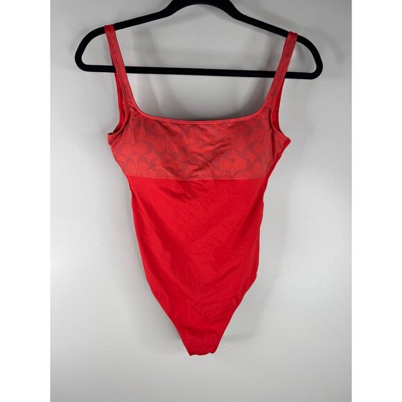 Coach Women’s One Piece Swimsuit Bathing Suit Authentic Signature Red Sz XS NEW - Picture 3 of 14